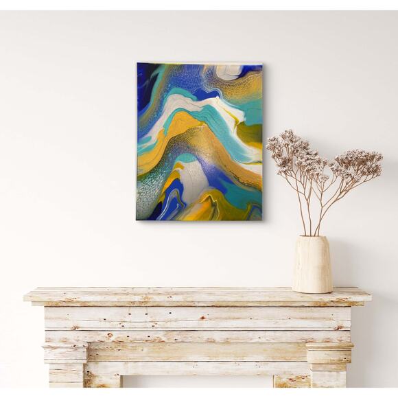 Titled Waves of Serenity 16 x 20 Acrylic Abstract Art Painting on Canvas - Picture 1 of 6